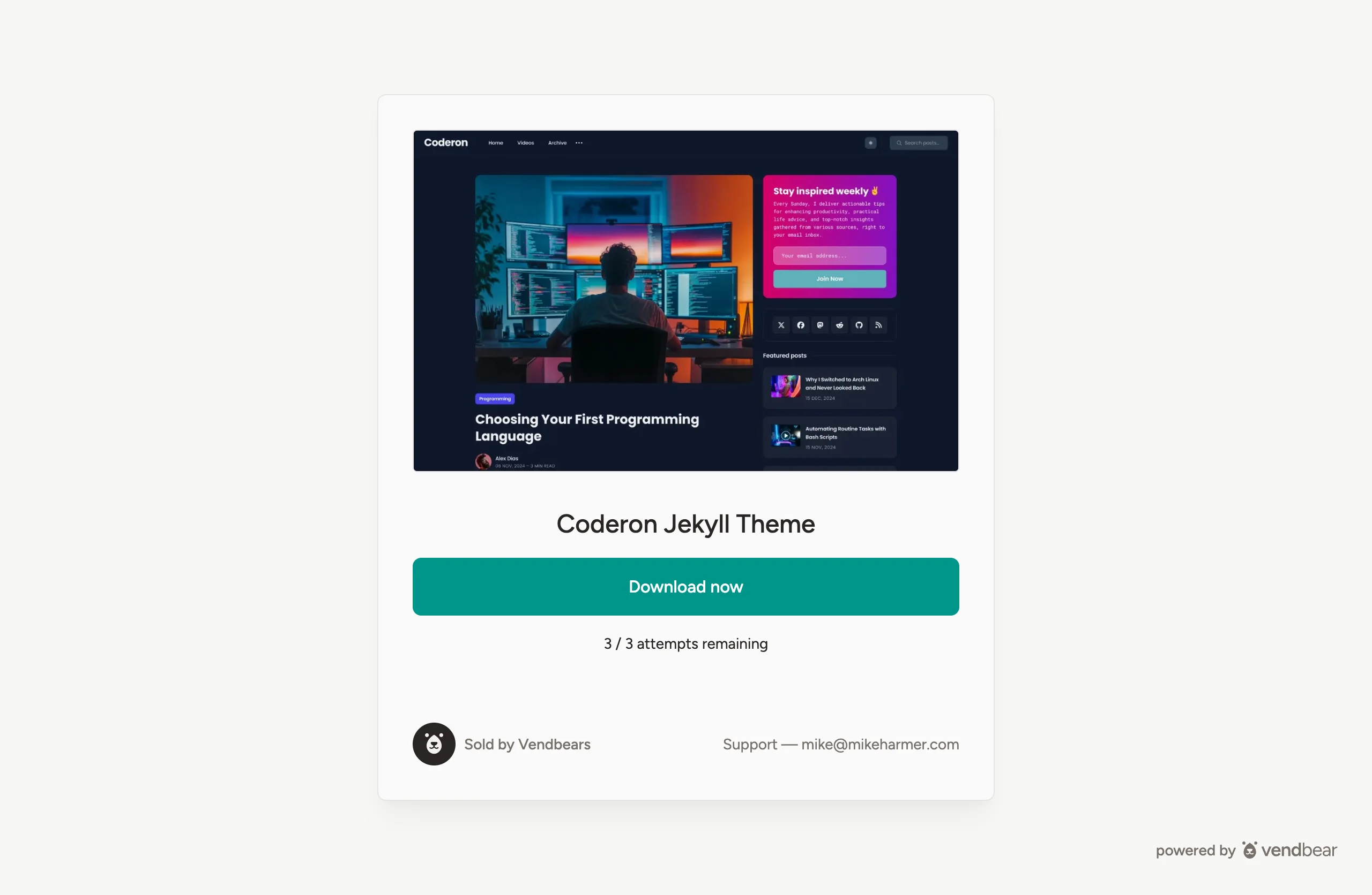 Vendbear secure download page
